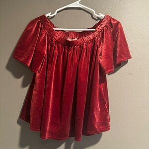 Off The Shoulder Philosophy Burgundy Velvet Top Size Medium